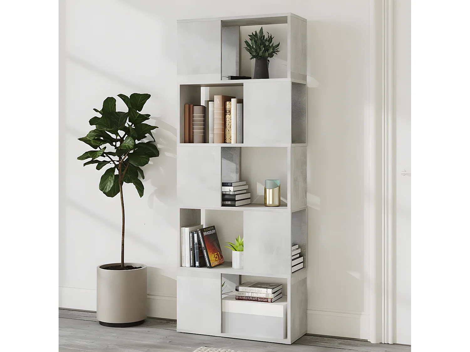 Boekenkast/kamerscherm 60x24x155 cm betongrijs