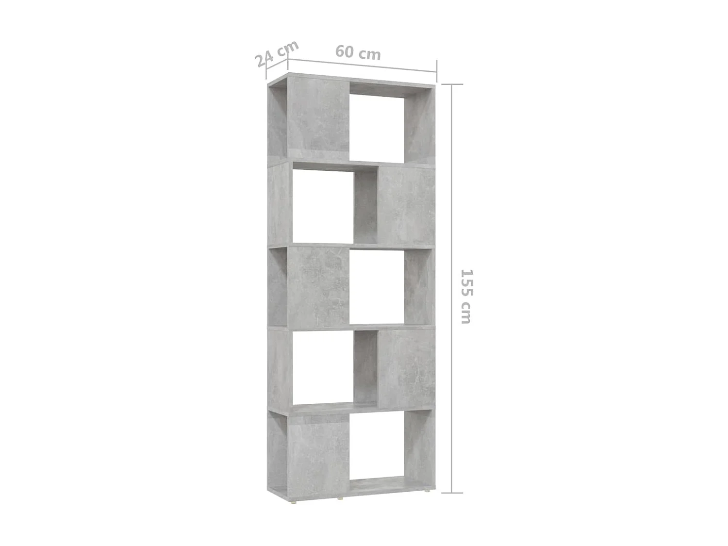 Boekenkast/kamerscherm 60x24x155 cm betongrijs