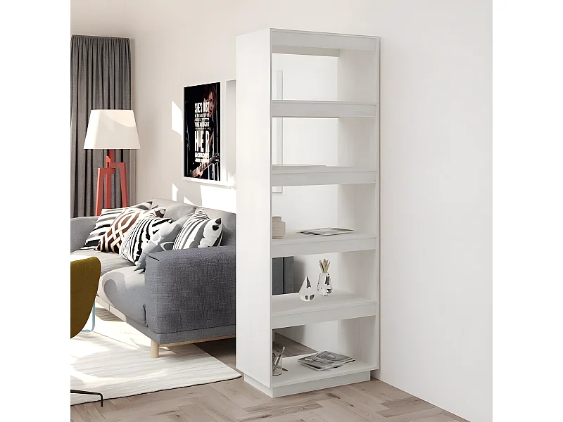 Bibliothèque/Séparateur de pièce Blanc 60x35x167 cm Pin massif