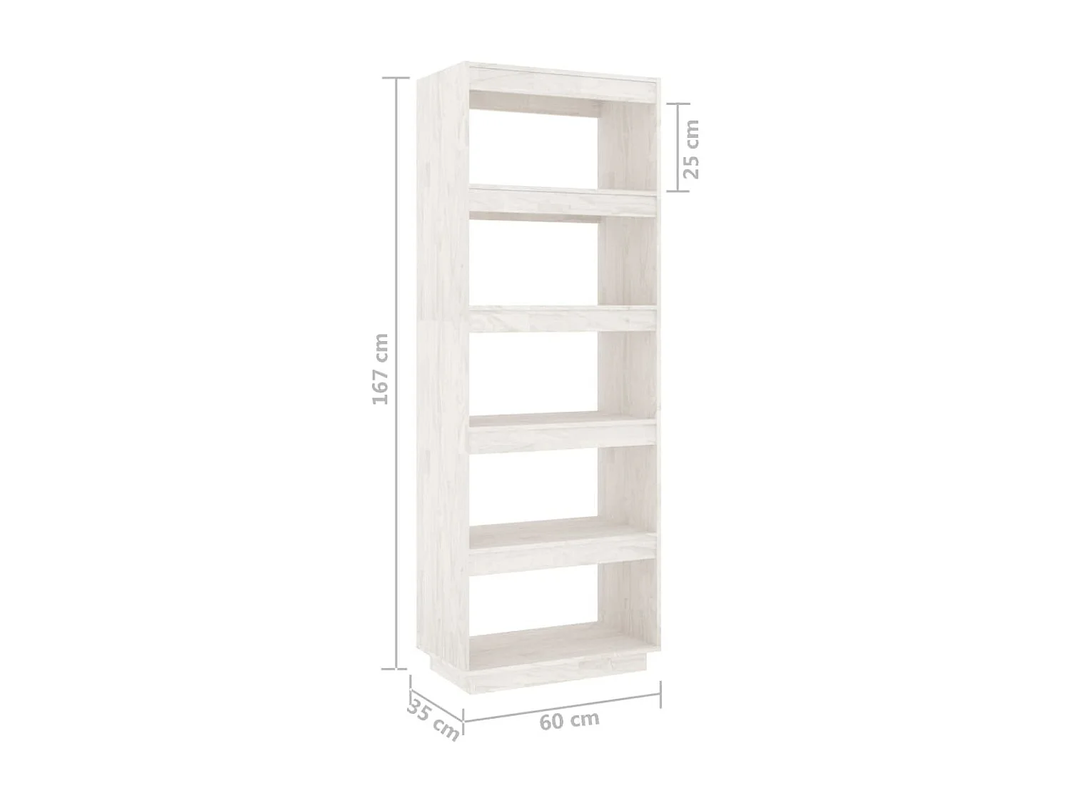 Bibliothèque/Séparateur de pièce Blanc 60x35x167 cm Pin massif