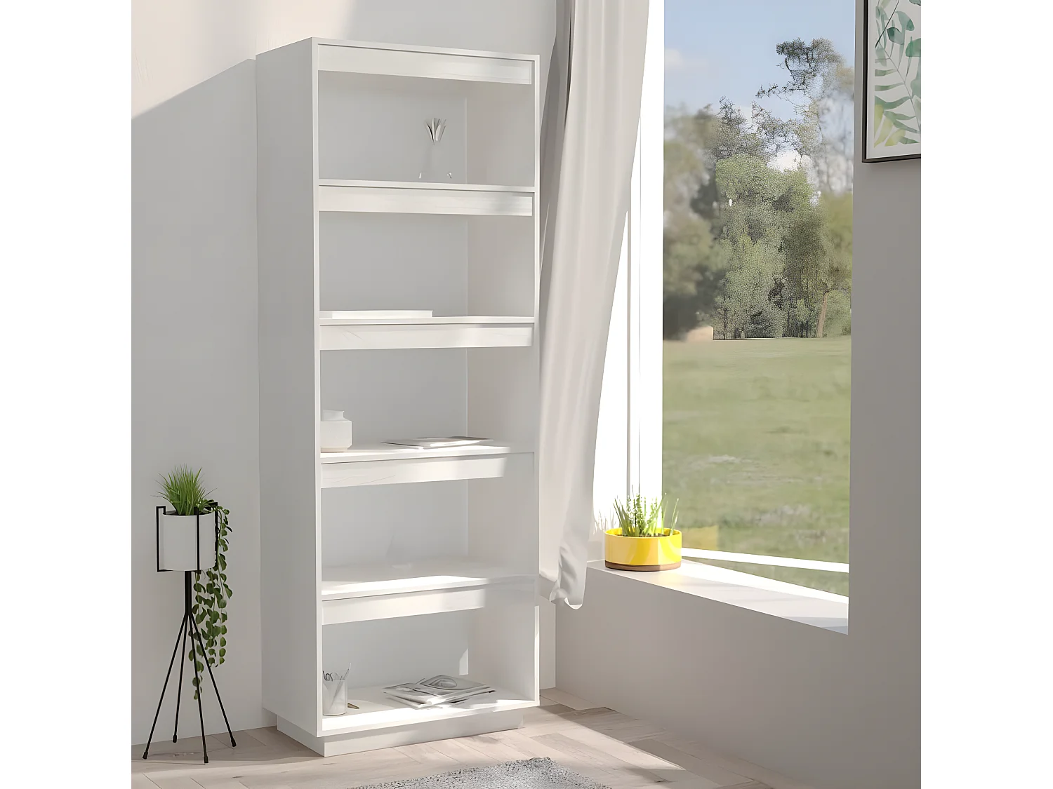 Bibliothèque/Séparateur de pièce Blanc 60x35x167 cm Pin massif