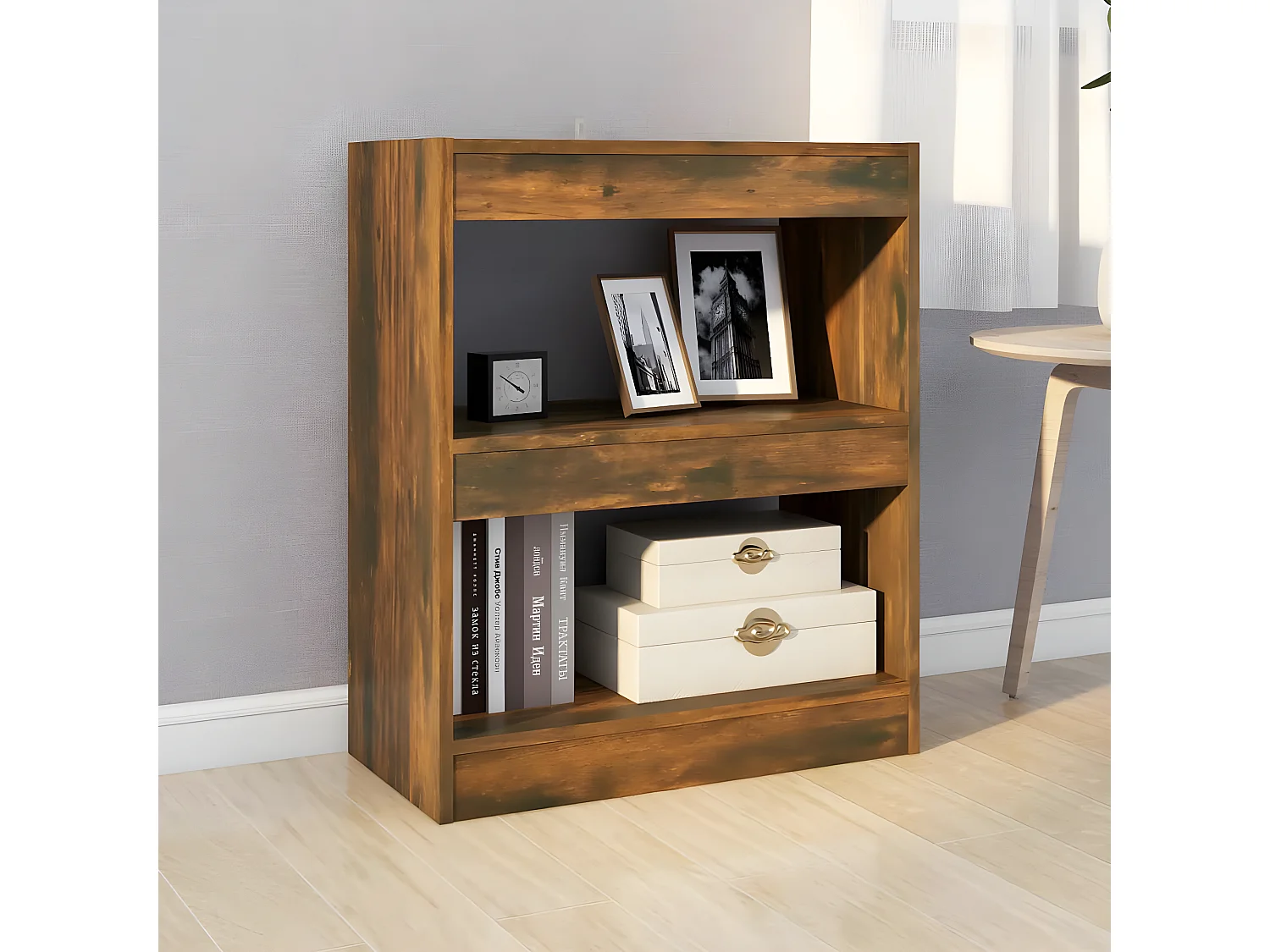 Bibliothèque/Séparateur de pièce Chêne fumé 60x30x72 cm