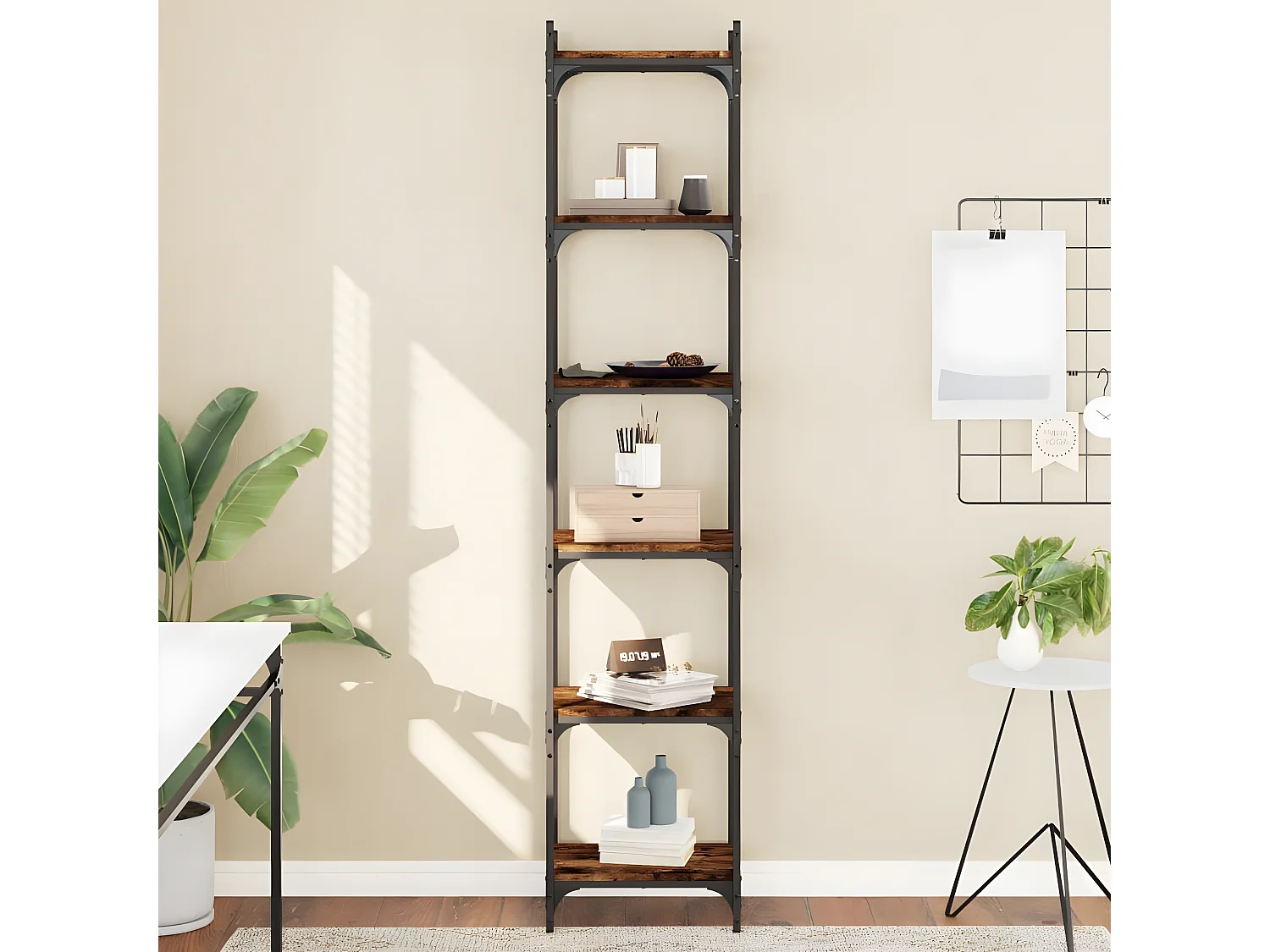 Estante c/ 6 prateleiras derivados de madeira carvalho fumado