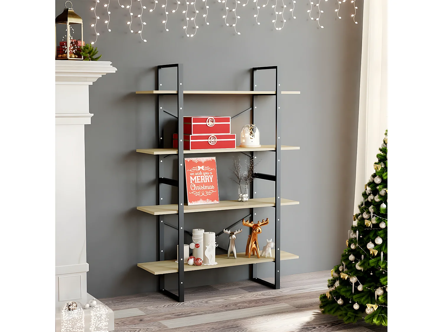 Estante 4 prateleiras 100x30x140cm contrap. cor carvalho sonoma