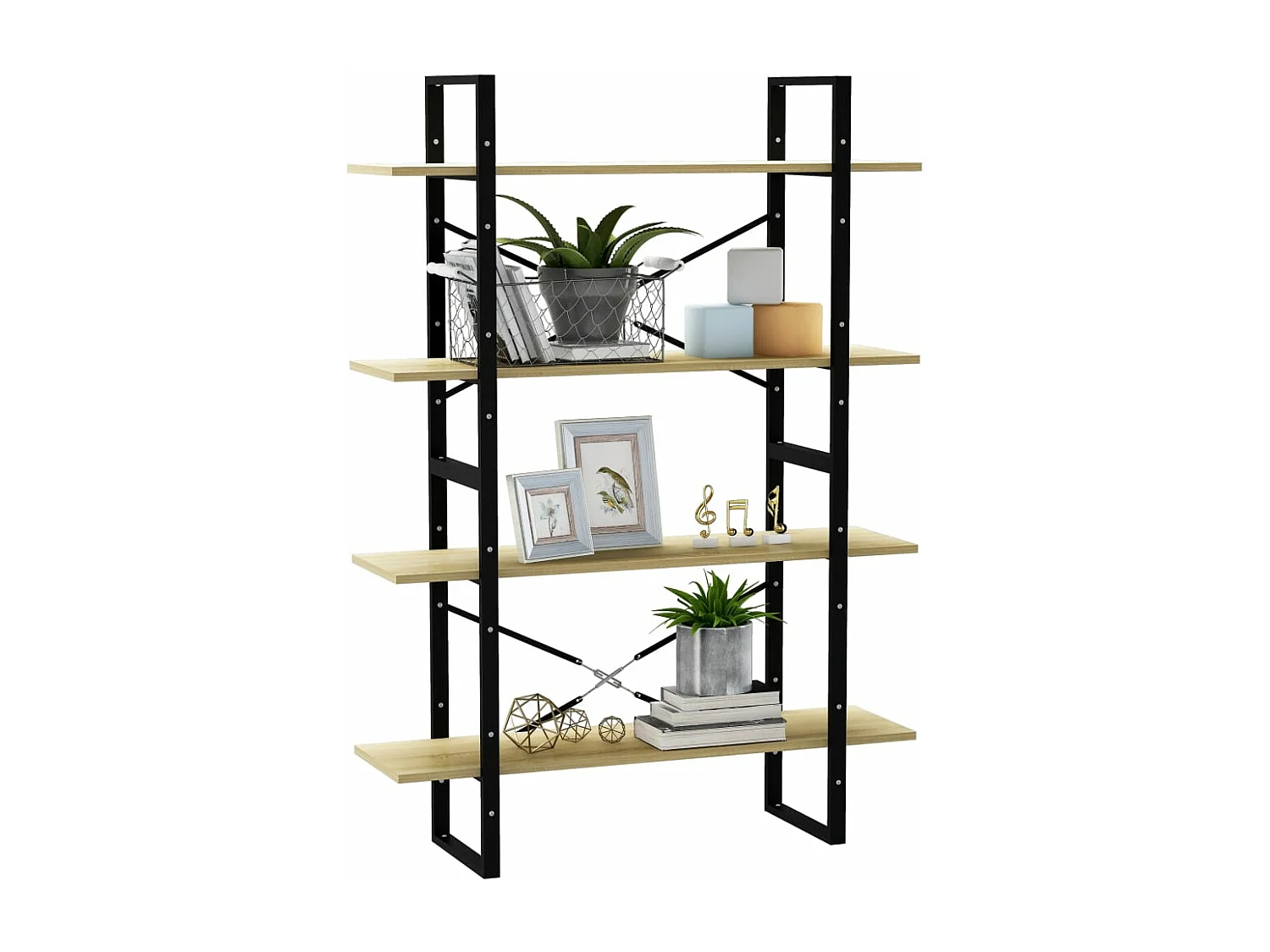 Estante 4 prateleiras 100x30x140cm contrap. cor carvalho sonoma