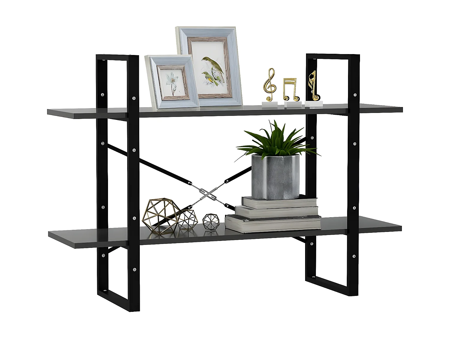 Bibliothèque à 2 niveaux Gris 100x30x70 cm Aggloméré