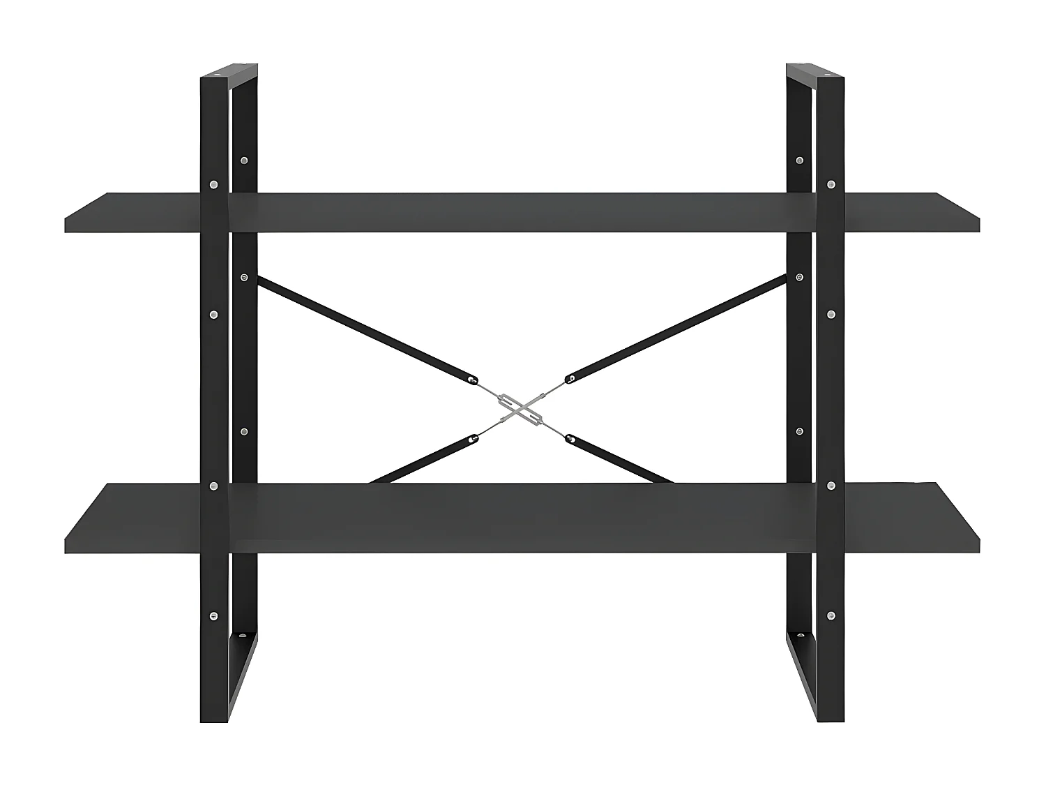 Bibliothèque à 2 niveaux Gris 100x30x70 cm Aggloméré