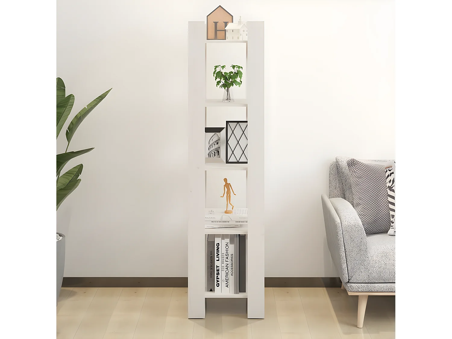 Bibliothèque/Séparateur de pièce Blanc 41x35x160 cm Pin solide