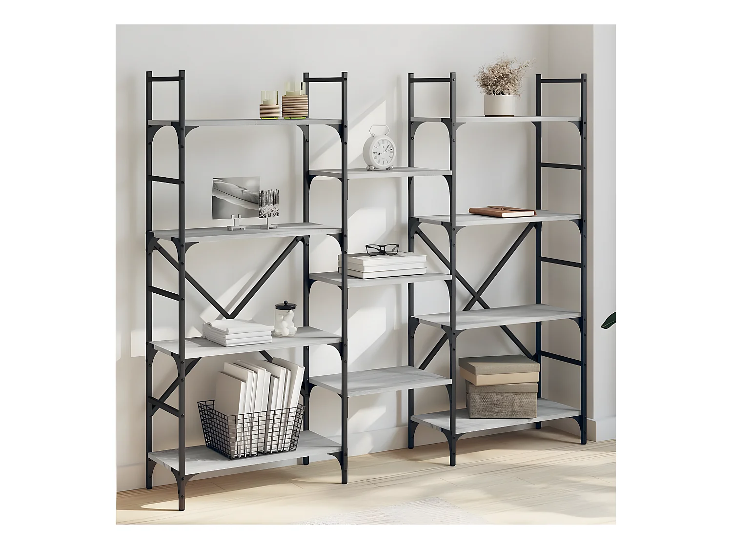 Bibliothèque sonoma gris 160x28,5x136,5 cm bois d'ingénierie