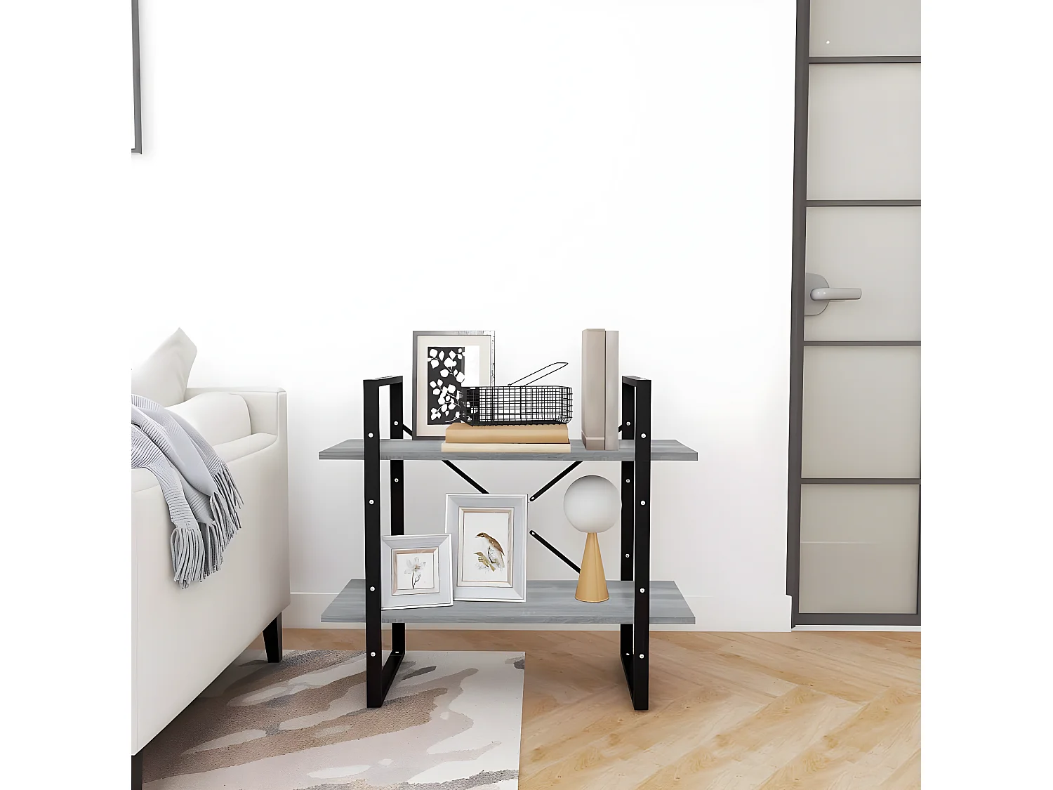 Bibliothèque 2 niveaux Sonoma gris 80x30x70cm Bois d'ingénierie