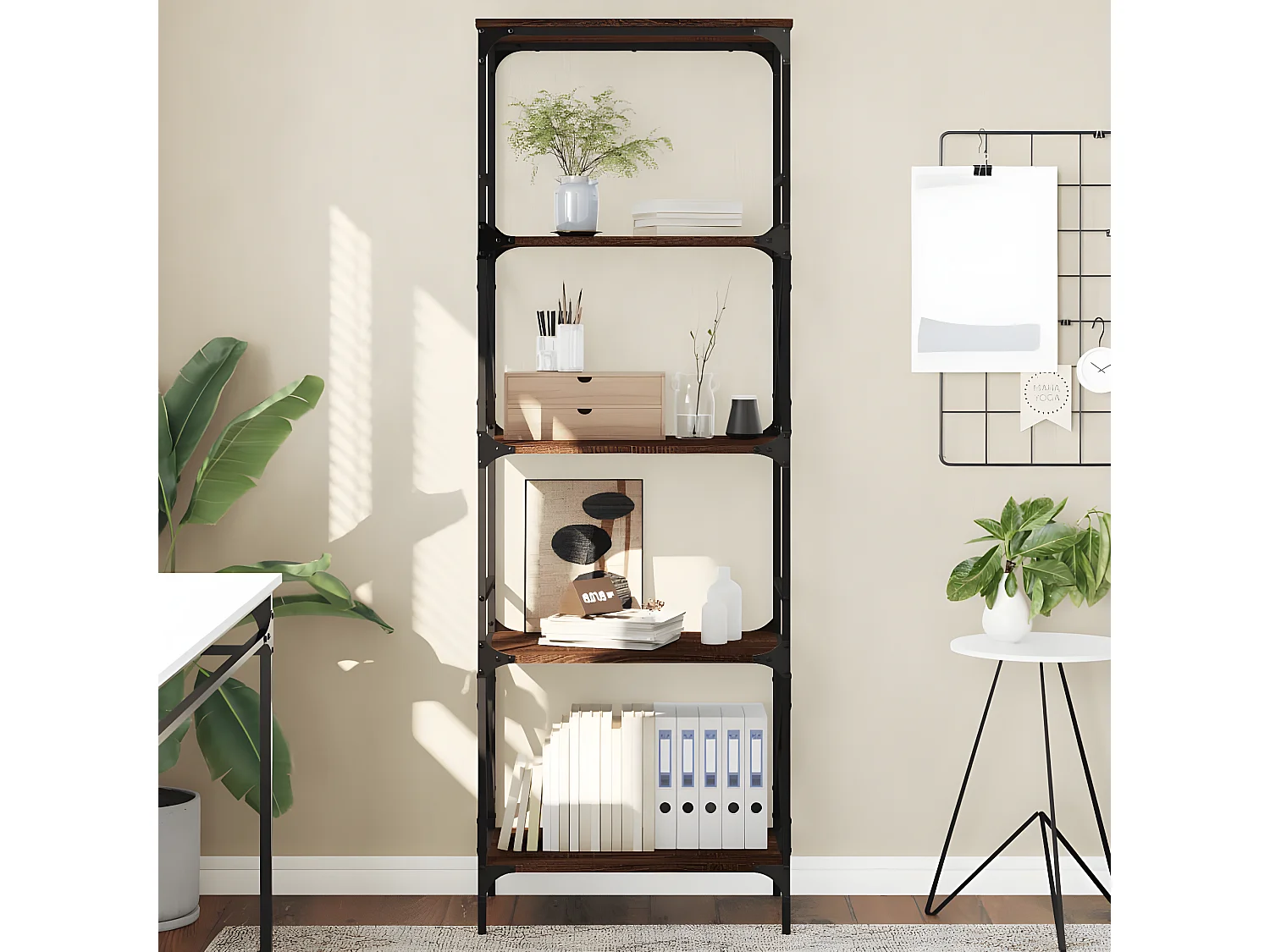 Bibliothèque à 5 niveaux chêne marron 59x35x171 cm