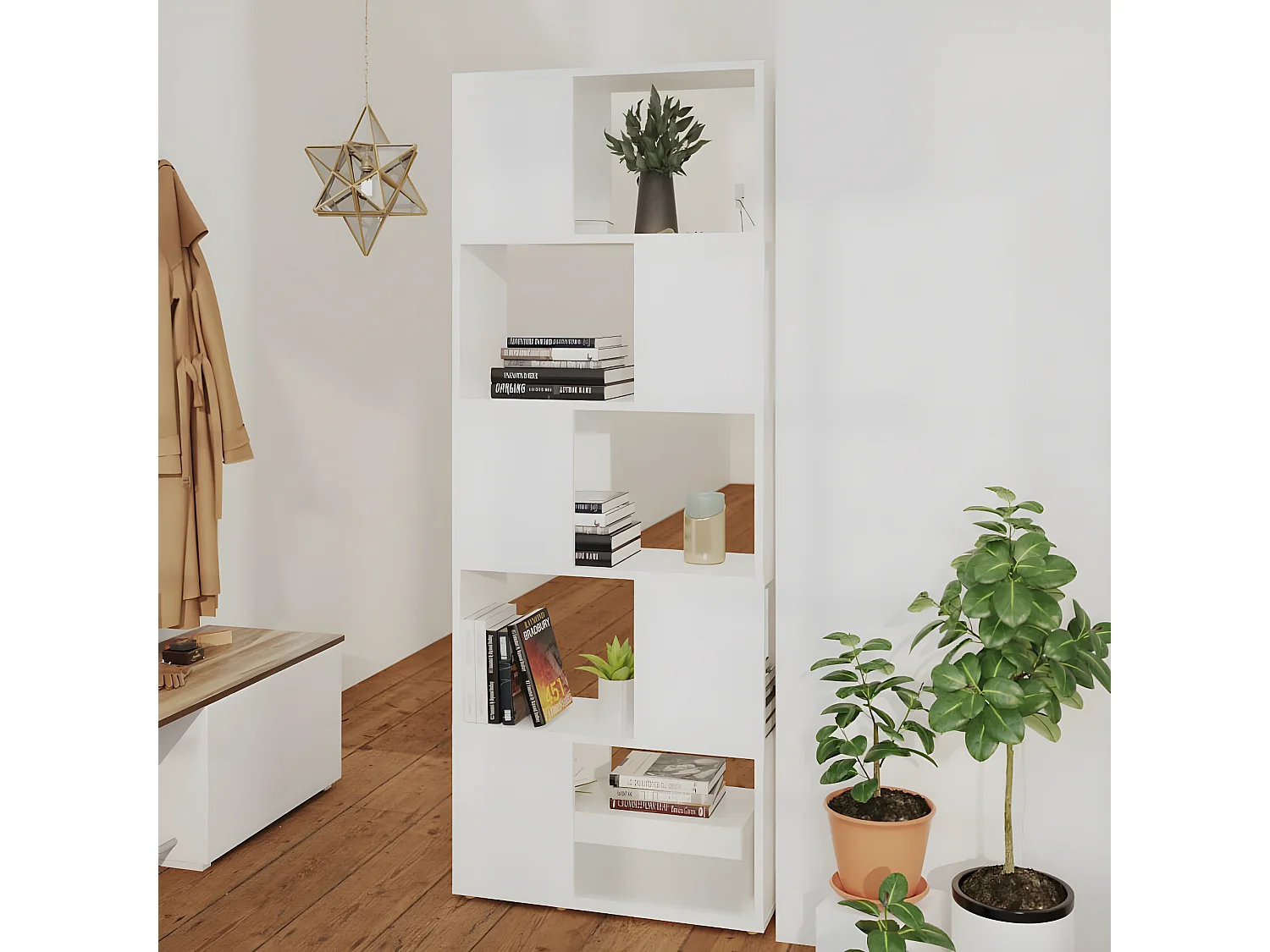 Boekenkast/kamerscherm 60x24x155 cm bewerkt hout wit