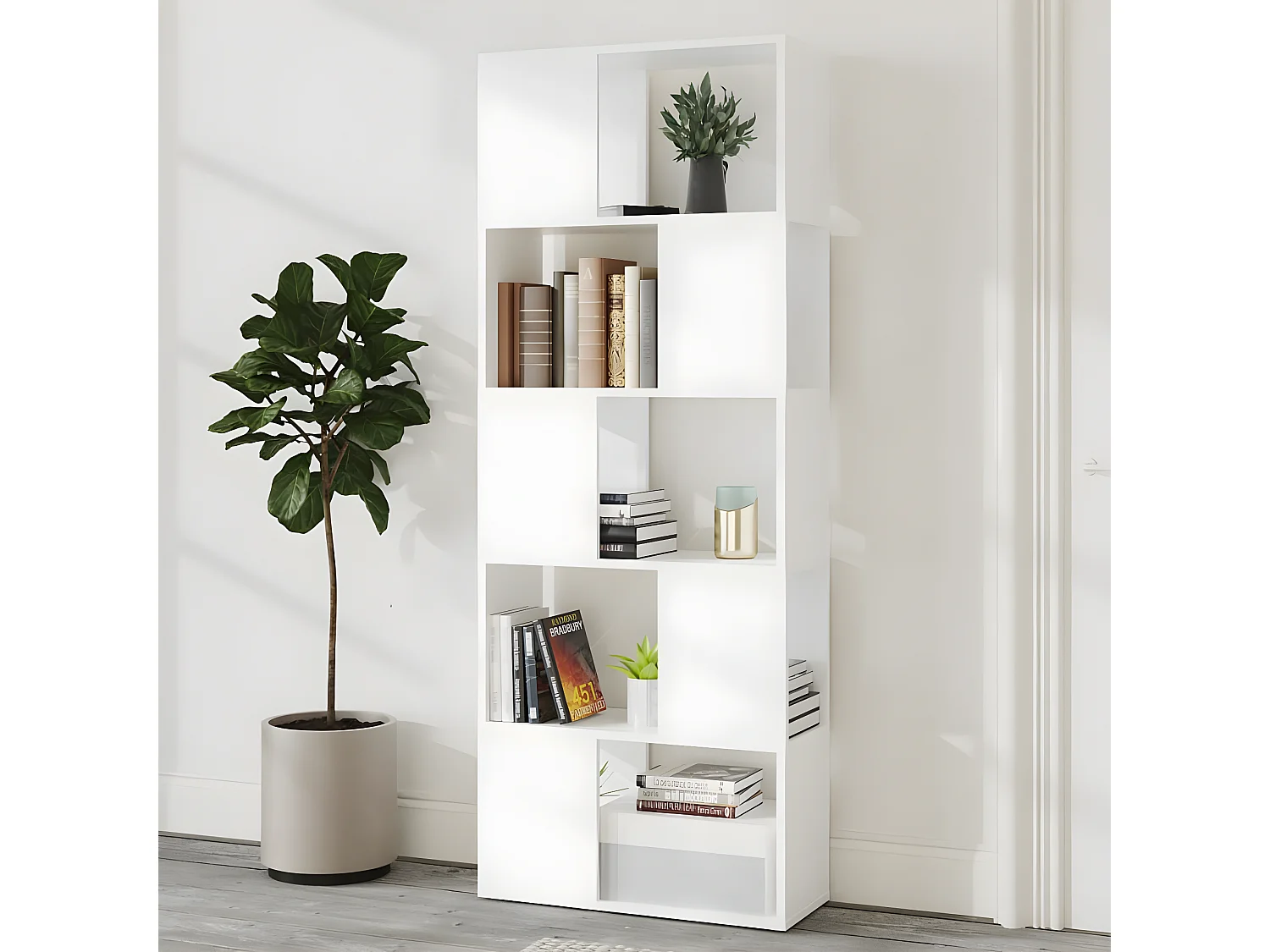 Boekenkast/kamerscherm 60x24x155 cm bewerkt hout wit