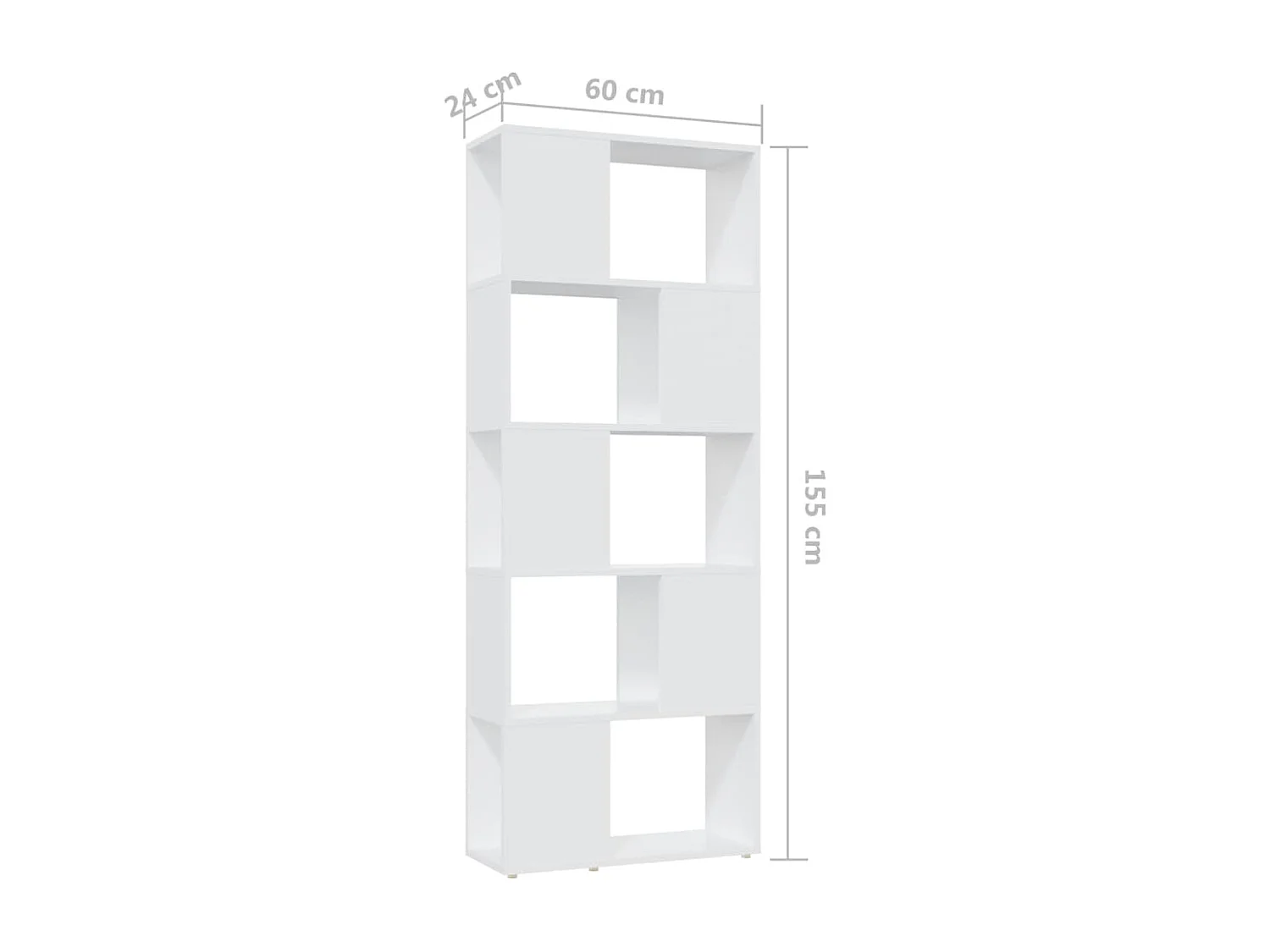 Boekenkast/kamerscherm 60x24x155 cm bewerkt hout wit