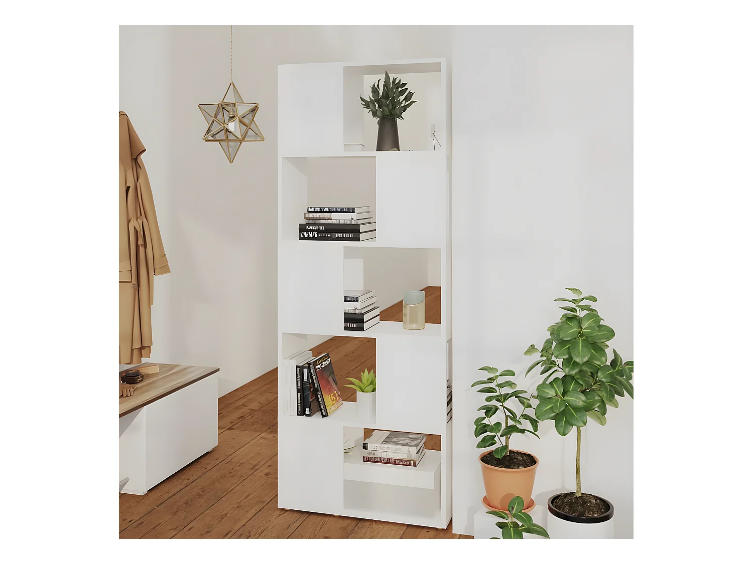 Bibliothèque Séparateur de pièce Blanc 60x24x155 cm Aggloméré