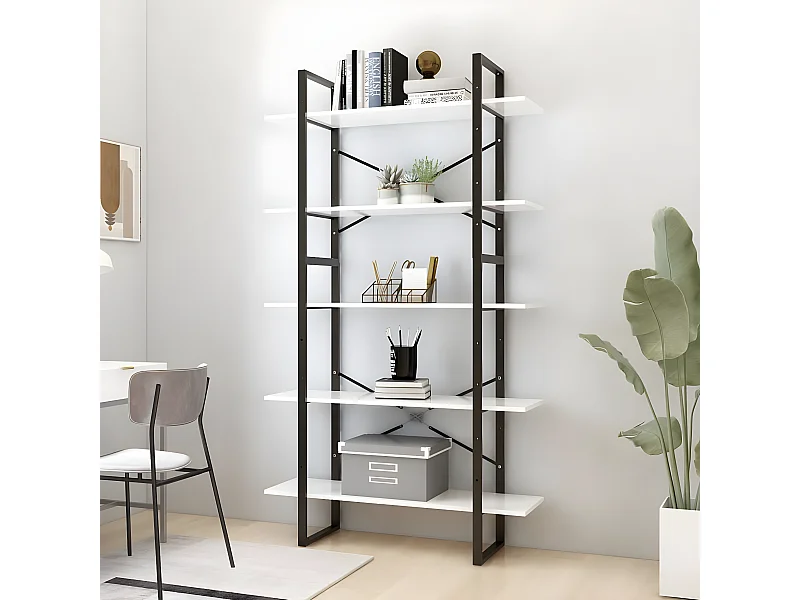 Bibliothèque à 5 niveaux Blanc 100x30x175 cm Bois d'ingénierie