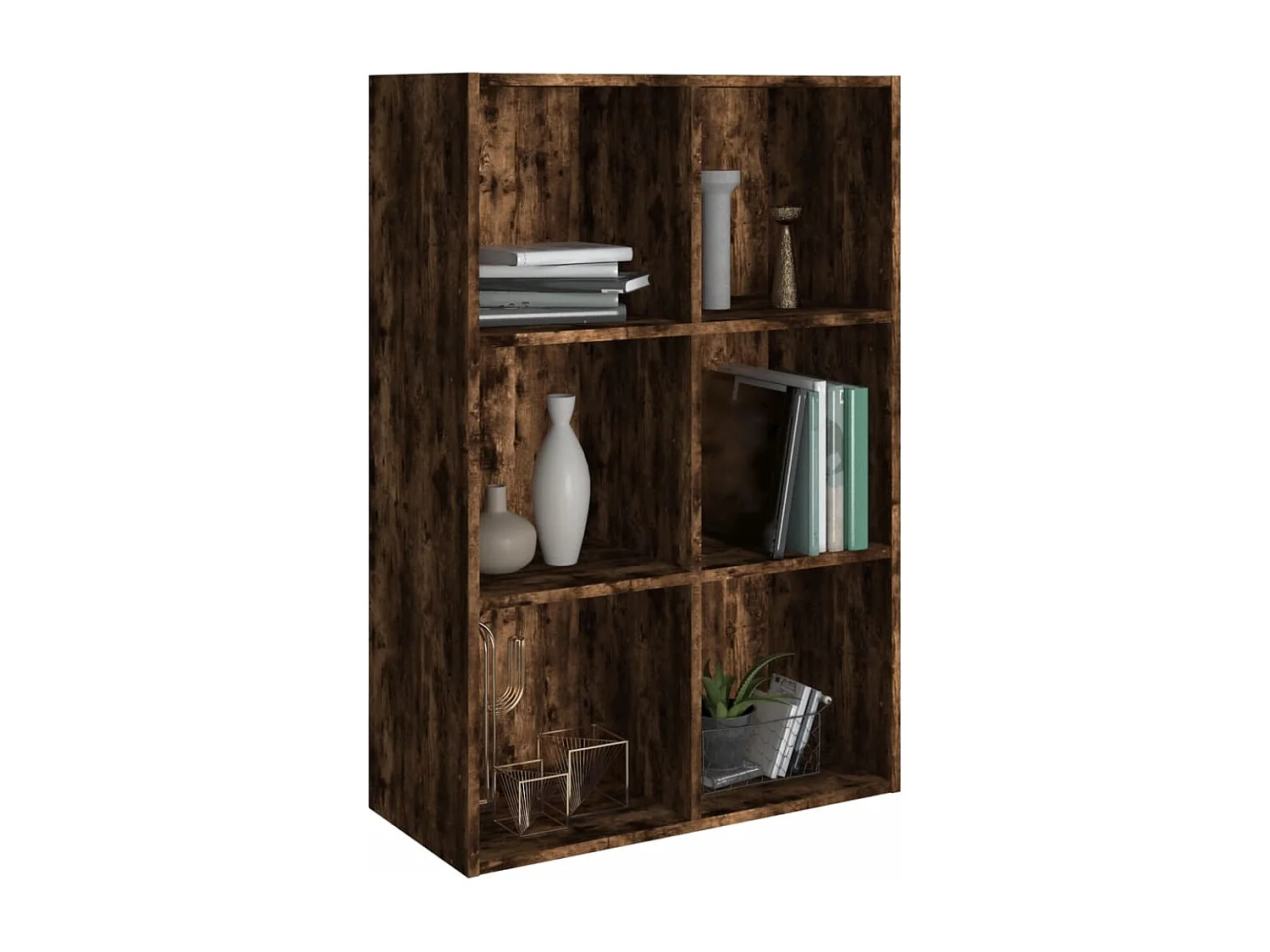 Boekenkast/dressoir 66x30x98 cm bewerkt hout gerookt eikenkleur
