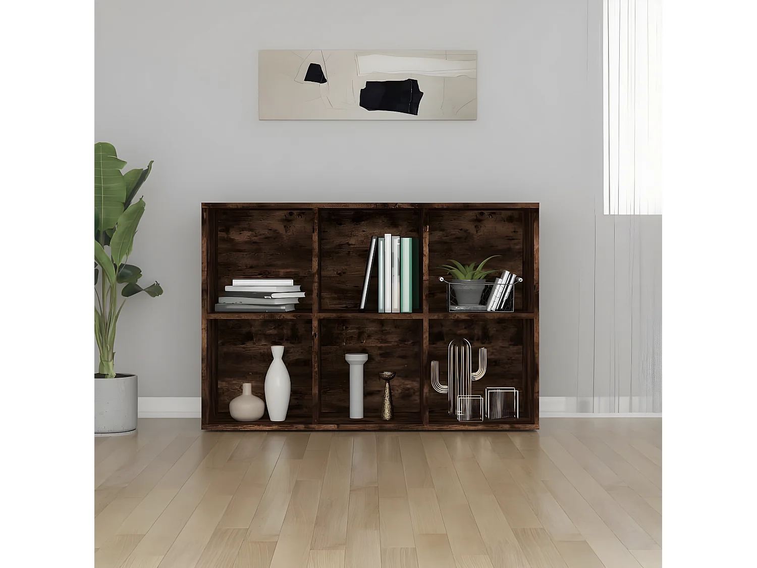 Bibliothèque/Buffet Chêne fumé 66x30x98 cm Bois d'ingénierie