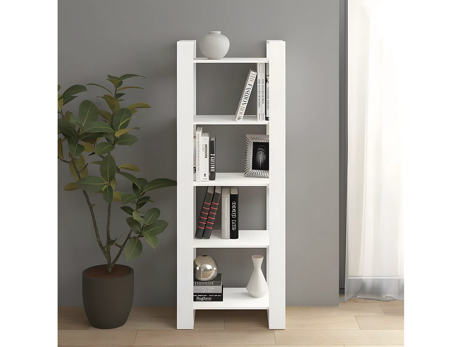 Bibliothèque/Séparateur de pièce Blanc 60x35x160 cm Bois massif