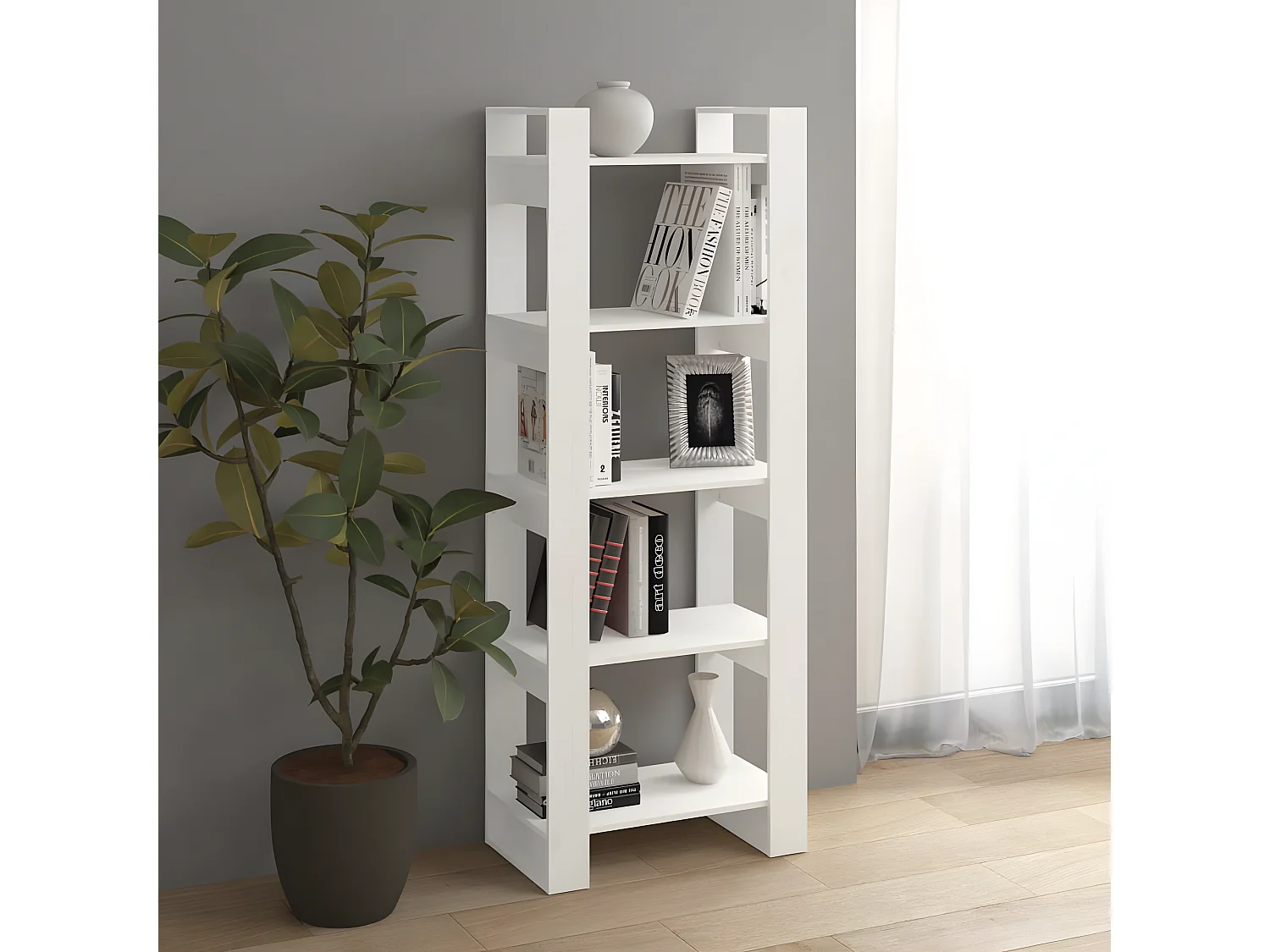 Bibliothèque/Séparateur de pièce Blanc 60x35x160 cm Bois massif