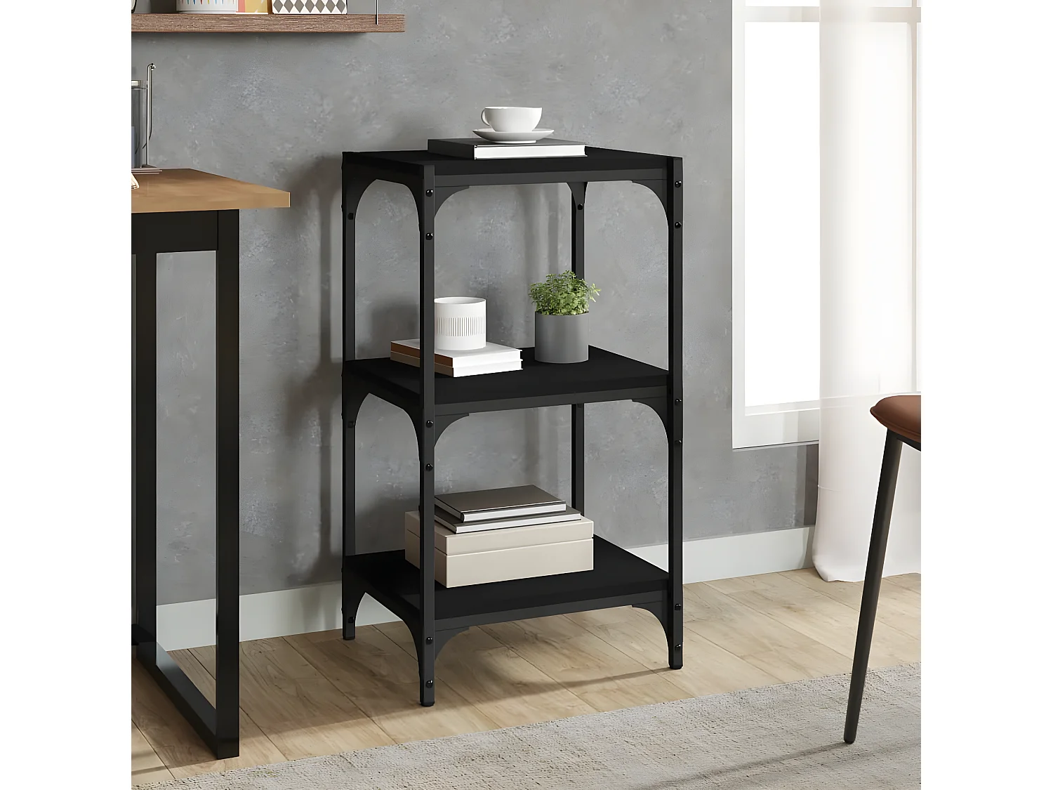 Estante 40x33x70,5 cm derivados de madeira e aço preto