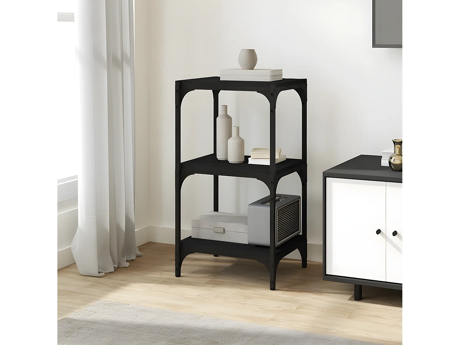 Estante 40x33x70,5 cm derivados de madeira e aço preto