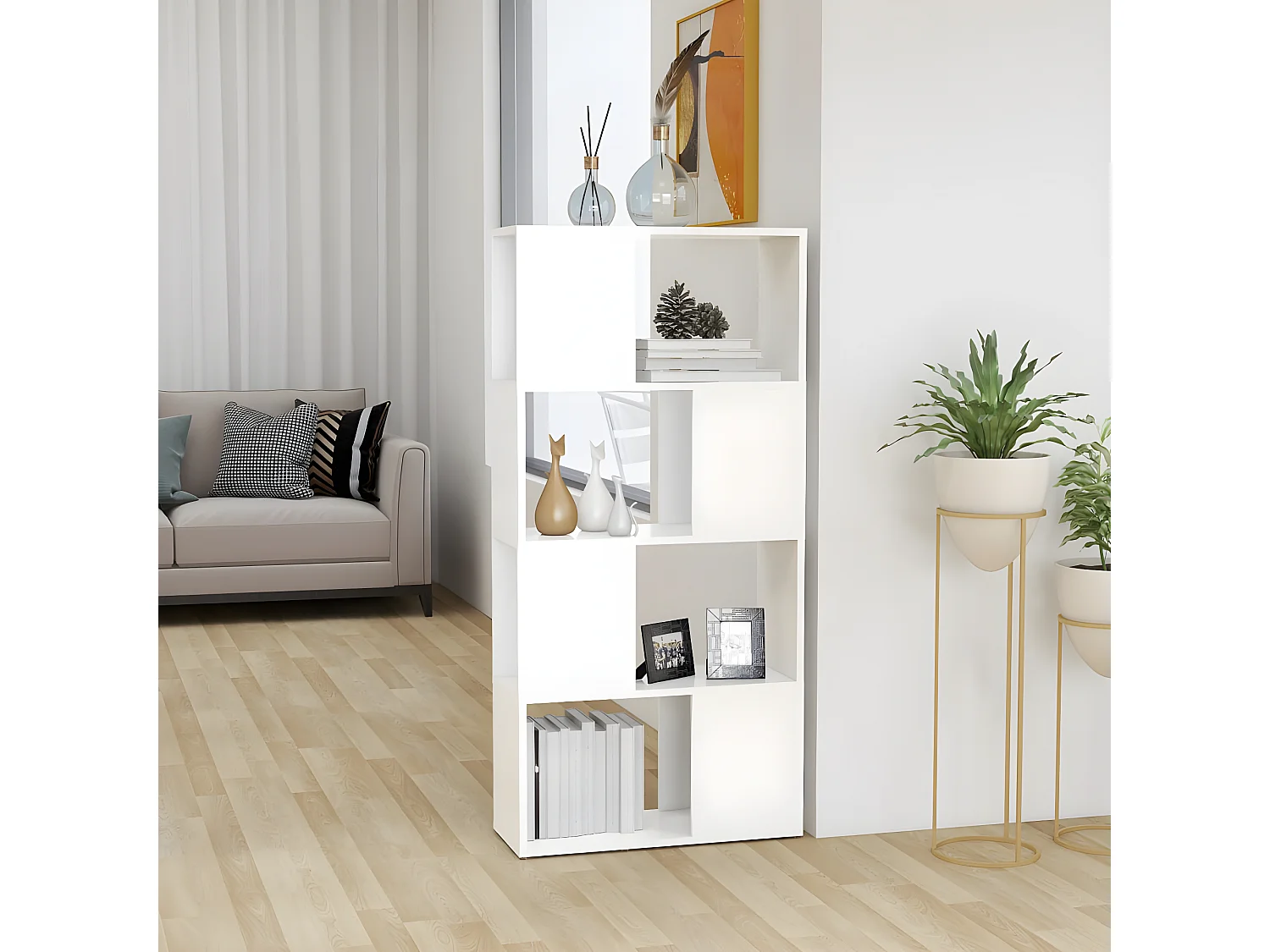 Bibliothèque/Séparateur de pièce Blanc 60x24x124,5 cm Aggloméré