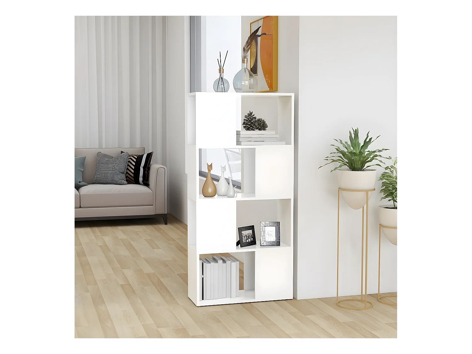 Bibliothèque/Séparateur de pièce Blanc 60x24x124,5 cm Aggloméré