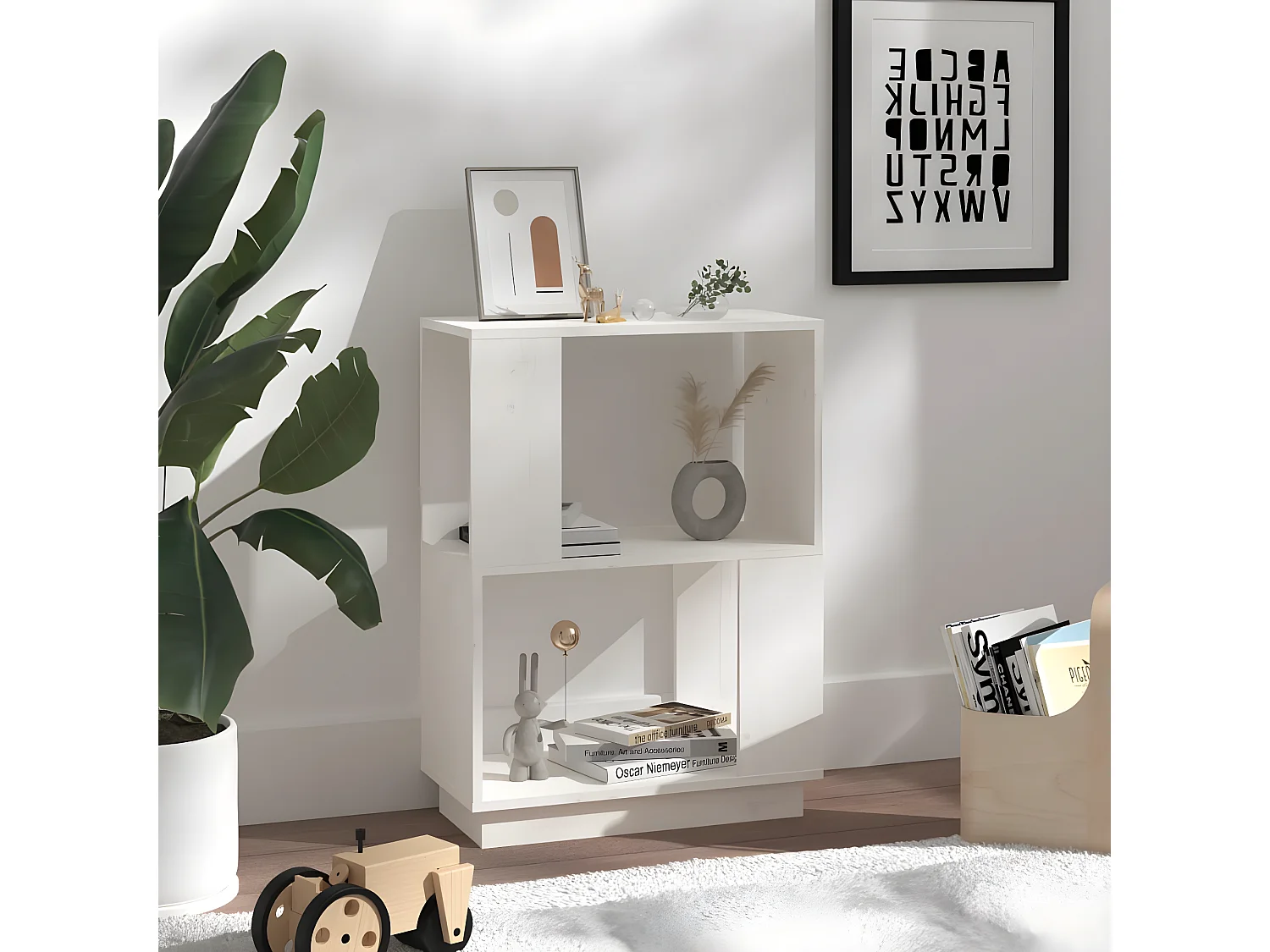 Bibliothèque/Séparateur de pièce Blanc 51x25x70 cm Pin solide