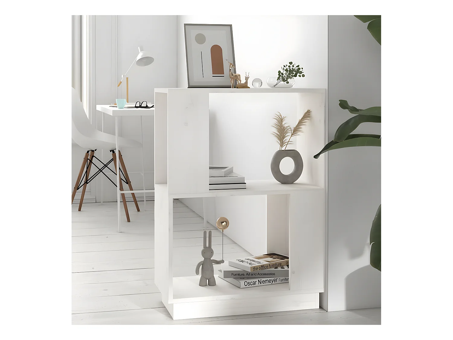 Bibliothèque/Séparateur de pièce Blanc 51x25x70 cm Pin solide