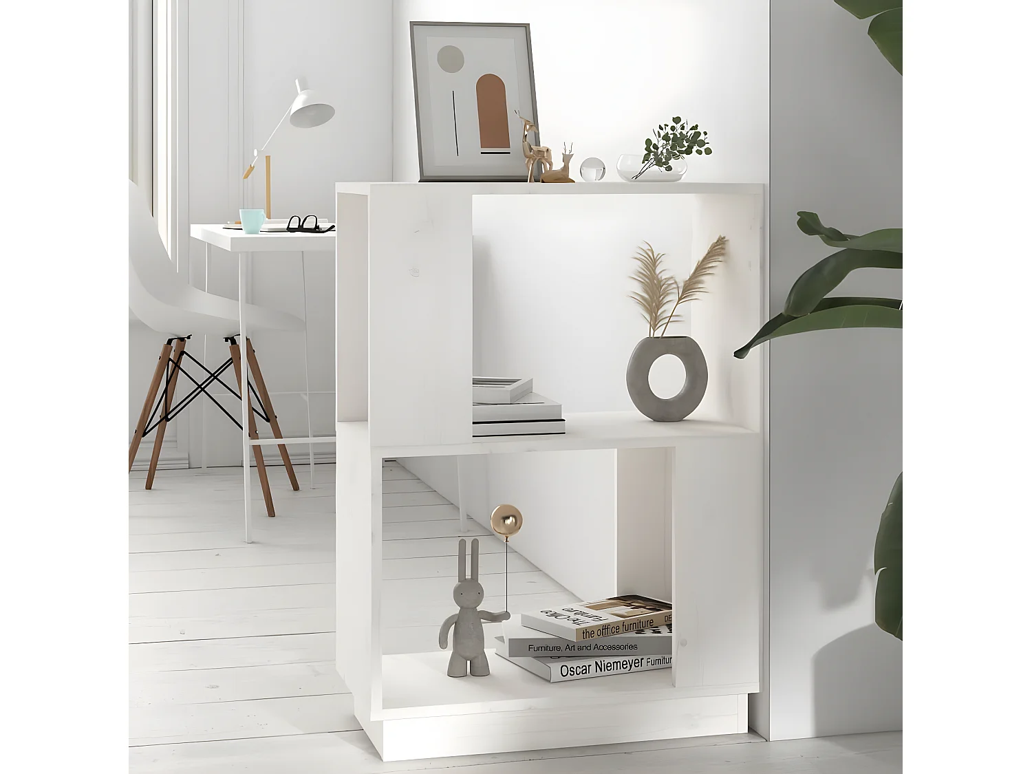 Bibliothèque/Séparateur de pièce Blanc 51x25x70 cm Pin solide