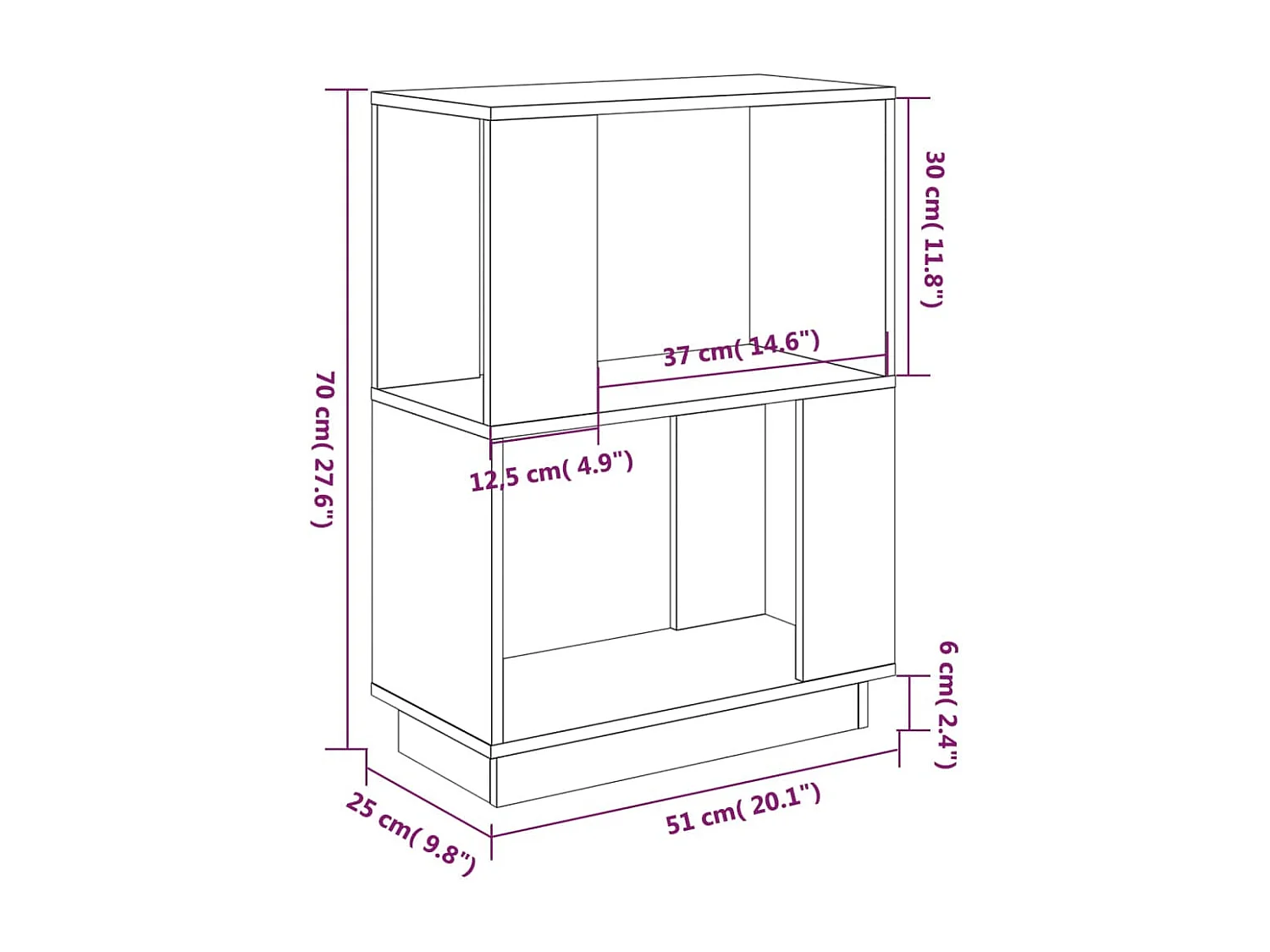 Bibliothèque/Séparateur de pièce Blanc 51x25x70 cm Pin solide