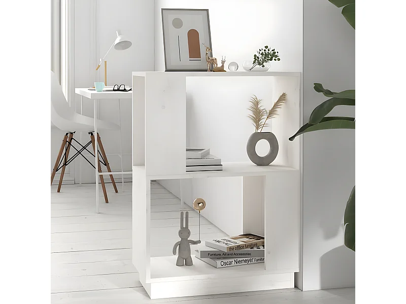 Bibliothèque/Séparateur de pièce Blanc 51x25x70 cm Pin solide