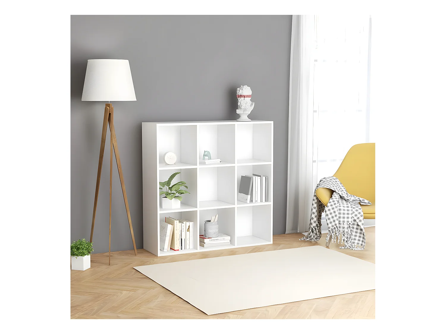 Bibliothèque Blanc 98x30x98 cm Aggloméré