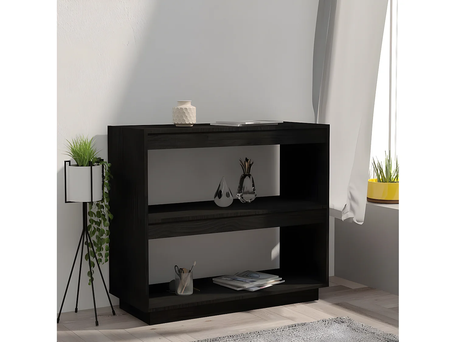 Estante 80x35x71 cm madeira de pinho maciça preto