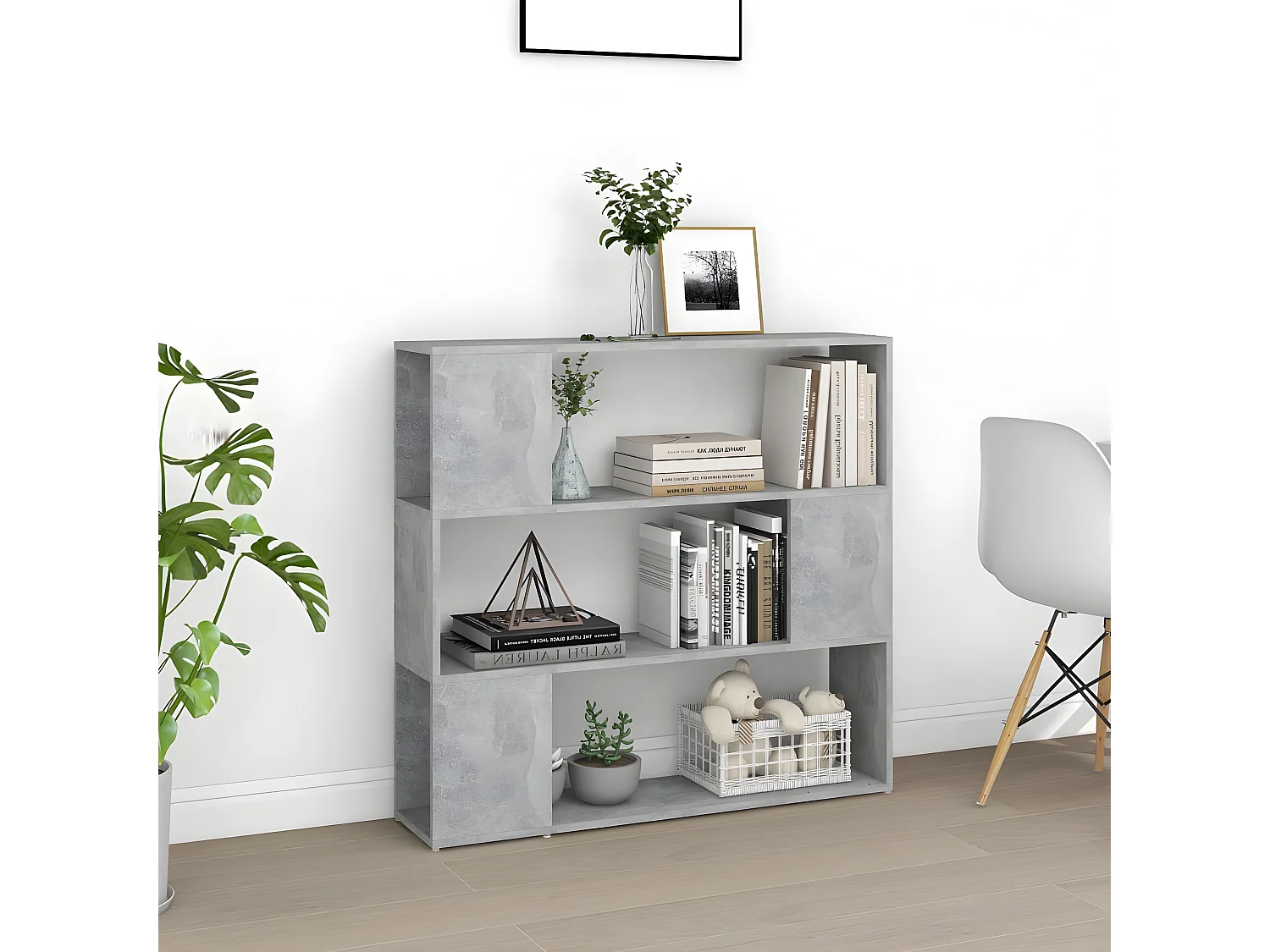 Bibliothèque/Séparateur de pièce Gris béton 100x24x94 cm