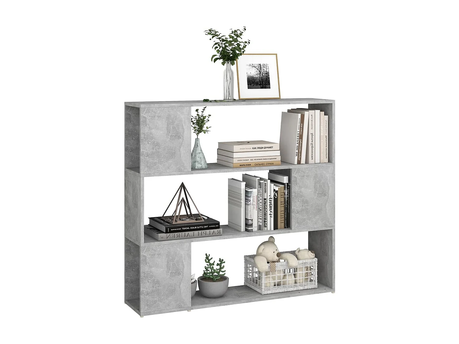 Boekenkast/kamerscherm 100x24x94 cm betongrijs