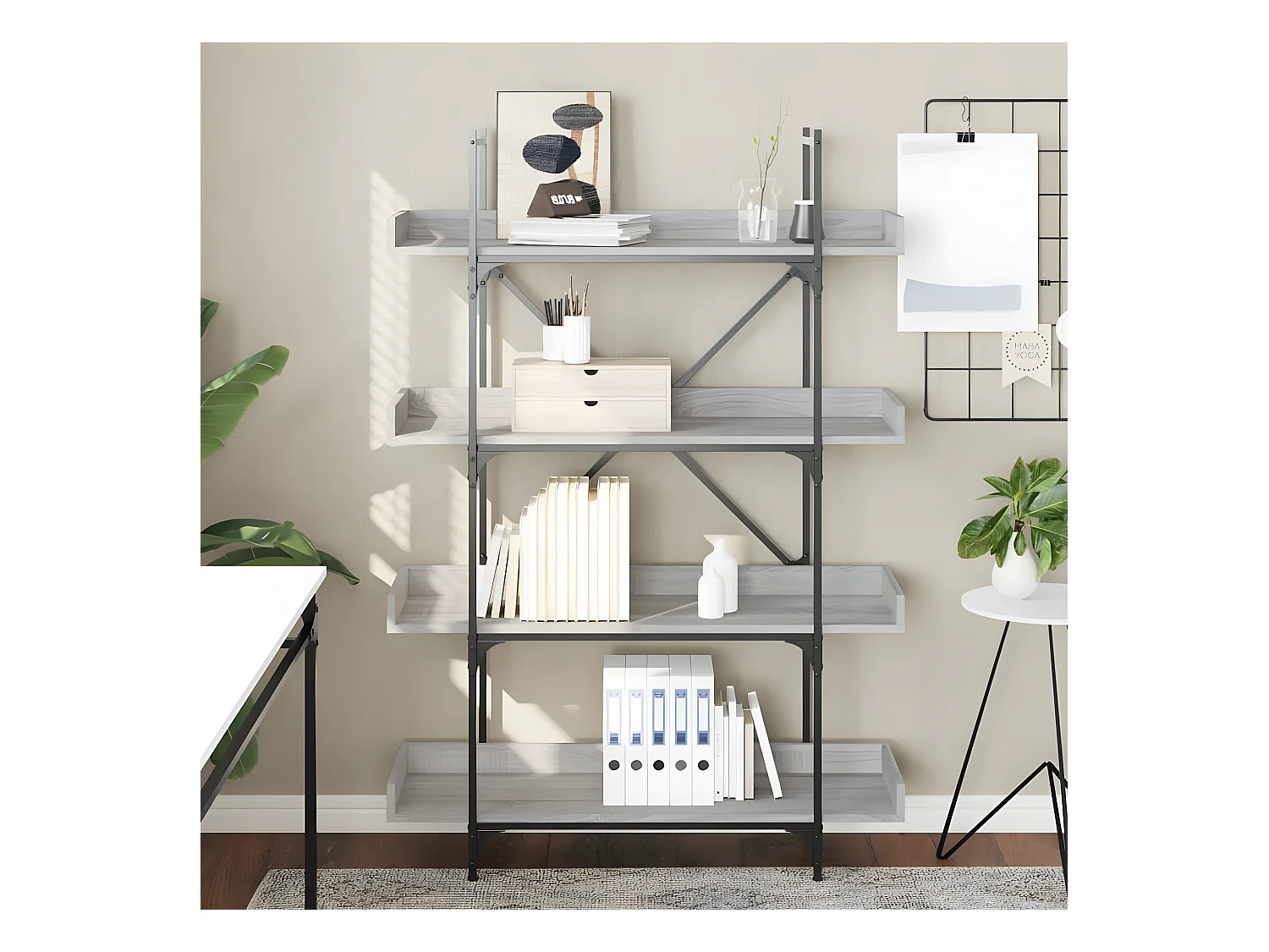 Bibliothèque à 4 niveaux sonoma gris 100x33x145,5 cm