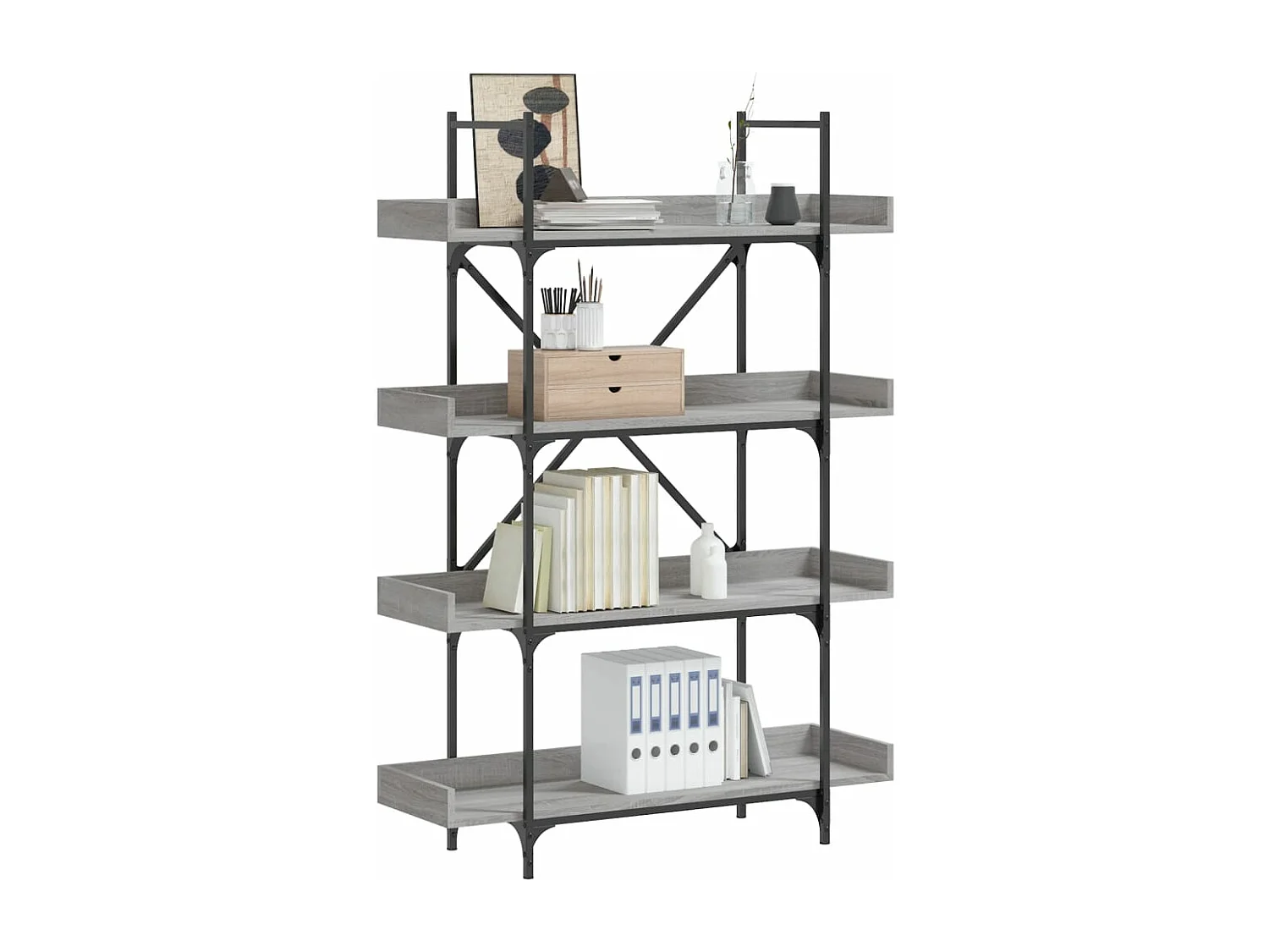 Bibliothèque à 4 niveaux sonoma gris 100x33x145,5 cm