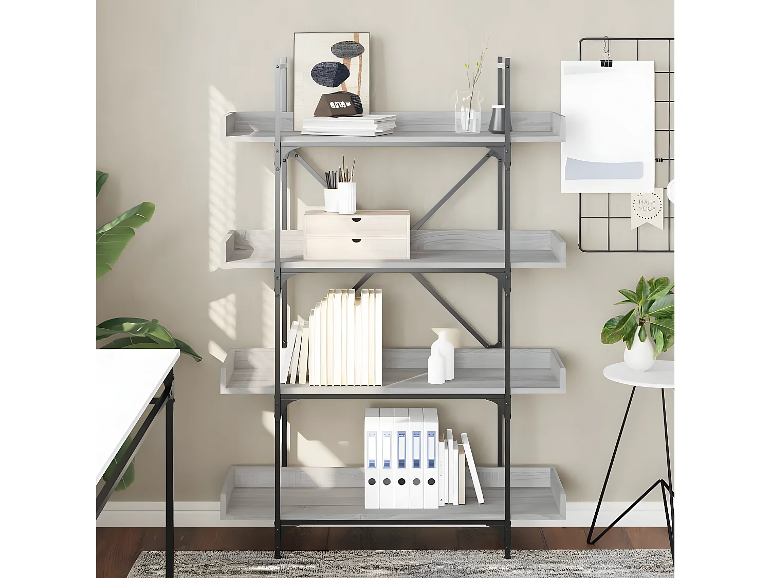 Bibliothèque à 4 niveaux sonoma gris 100x33x145,5 cm