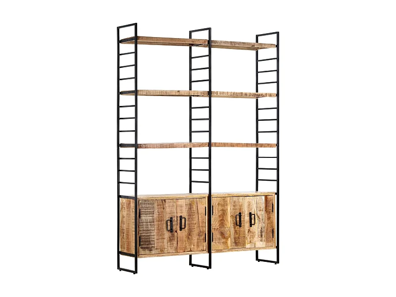 Bibliothèque à 4 niveaux 124x30x180 cm Bois de manguier brut