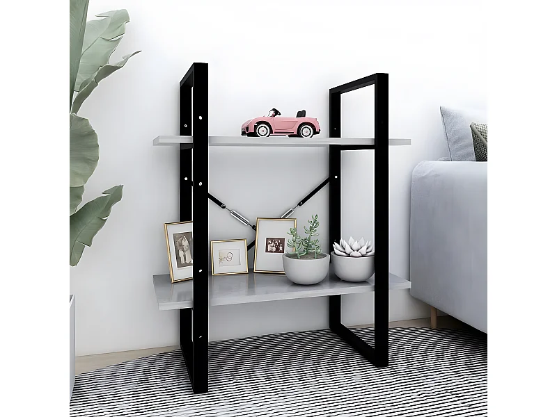 Estante 2 prateleiras 60x30x70cm contraplacado cinzento cimento