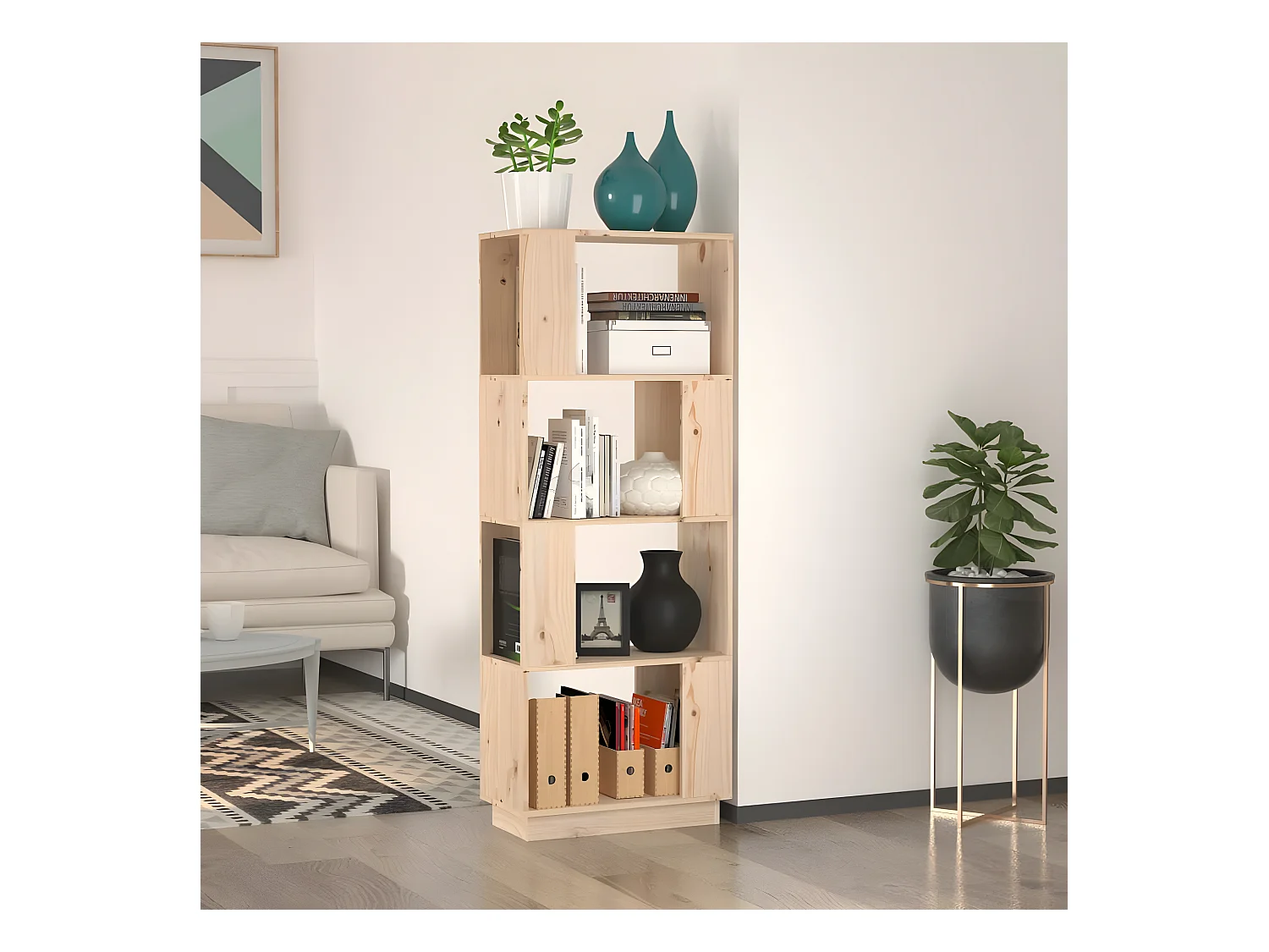 Bibliothèque/Séparateur de pièce 51x25x132 cm Pin solide