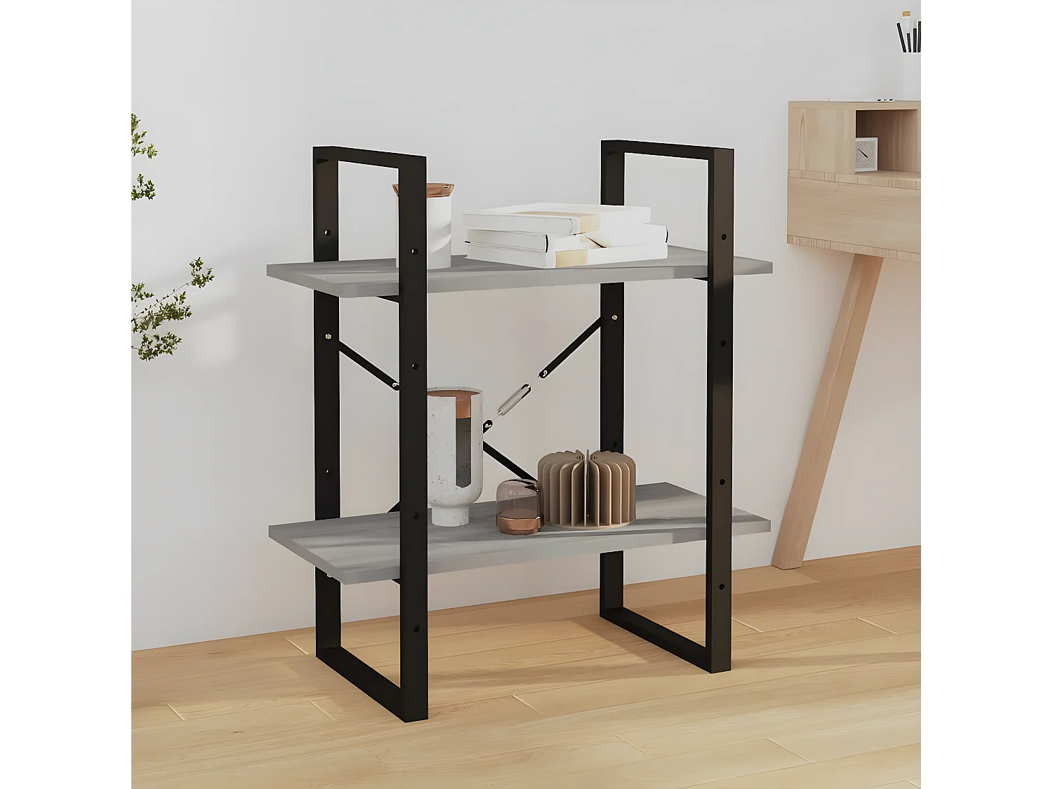 Boekenkast 60x30x70 cm bewerkt hout grijs sonoma eikenkleurig