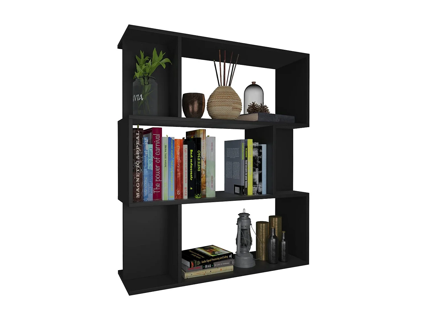 Bibliothèque/Cloison Noir 80x24x96 cm cm Bois d'ingénierie