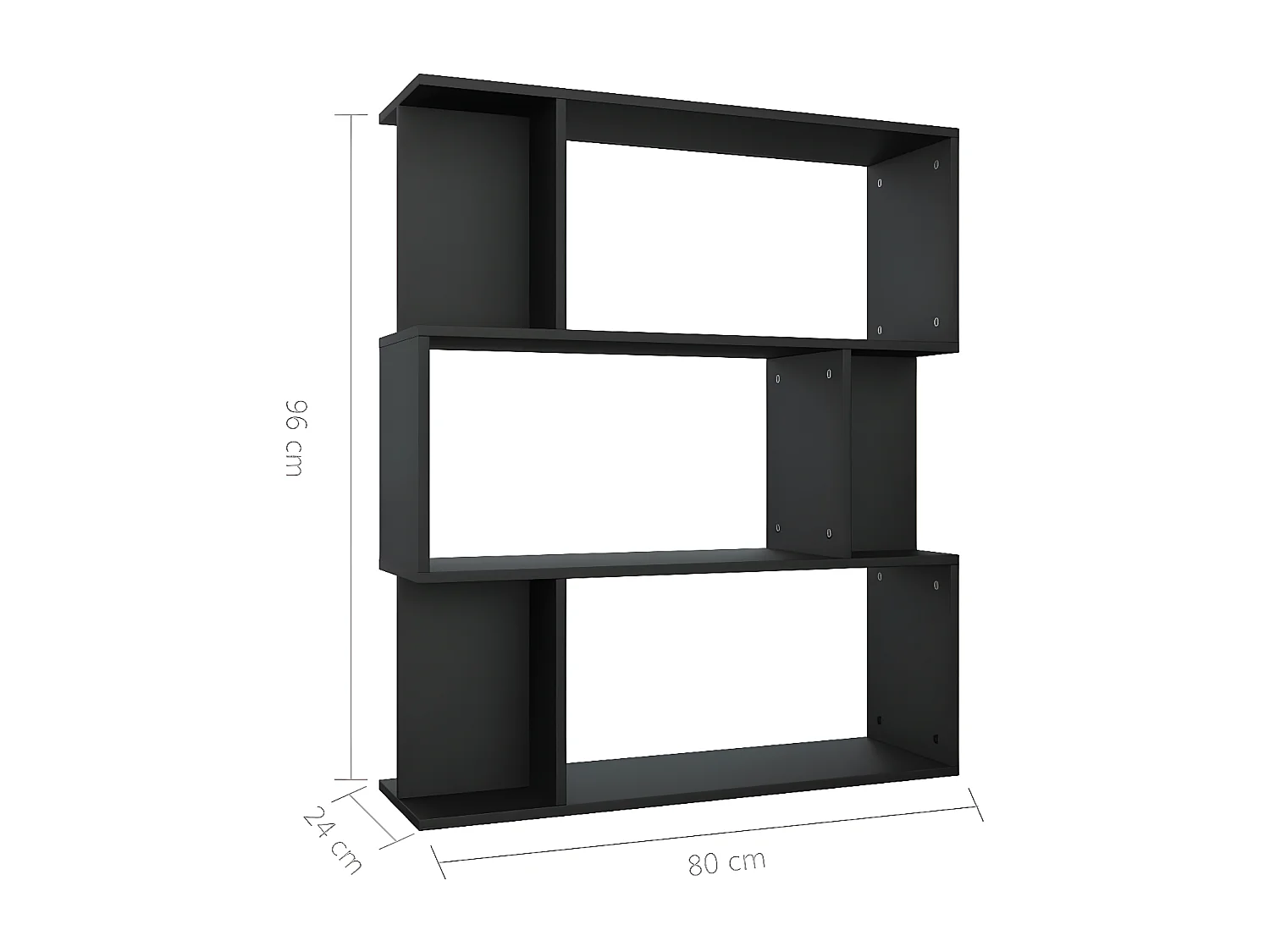 Bibliothèque/Cloison Noir 80x24x96 cm cm Bois d'ingénierie