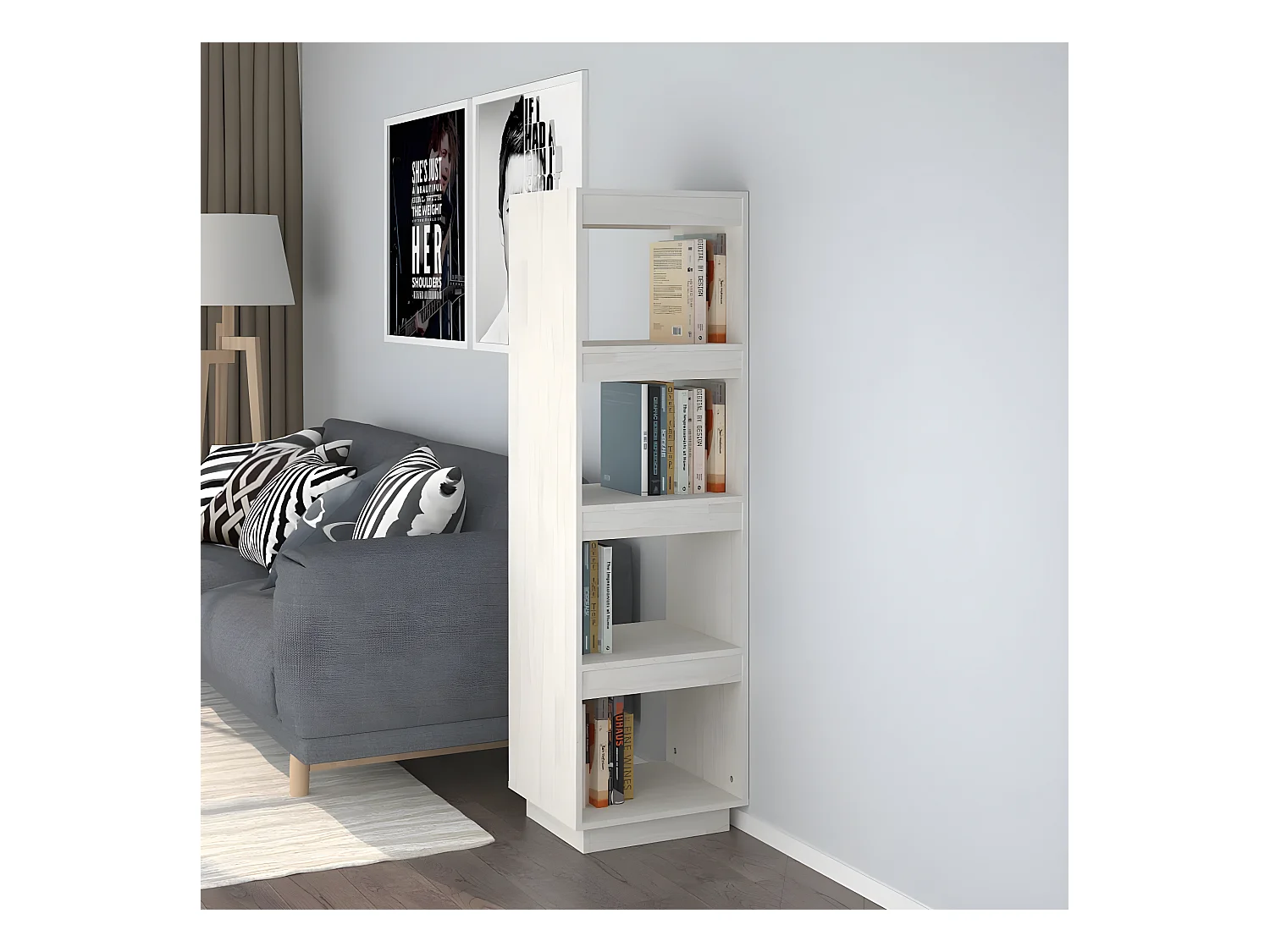Bibliothèque/Séparateur de pièce Blanc 40x35x135 cm Pin massif