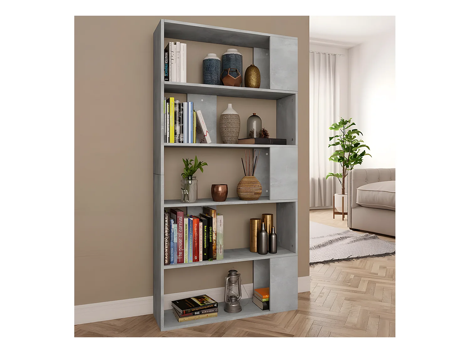 Bibliothèque/Séparateur de pièce Gris béton 80x24x159 cm