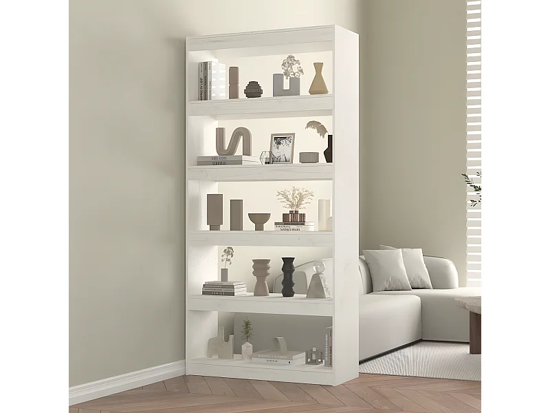Bibliothèque/Séparateur de pièce Blanc 80x30x167,4cm Pin solide
