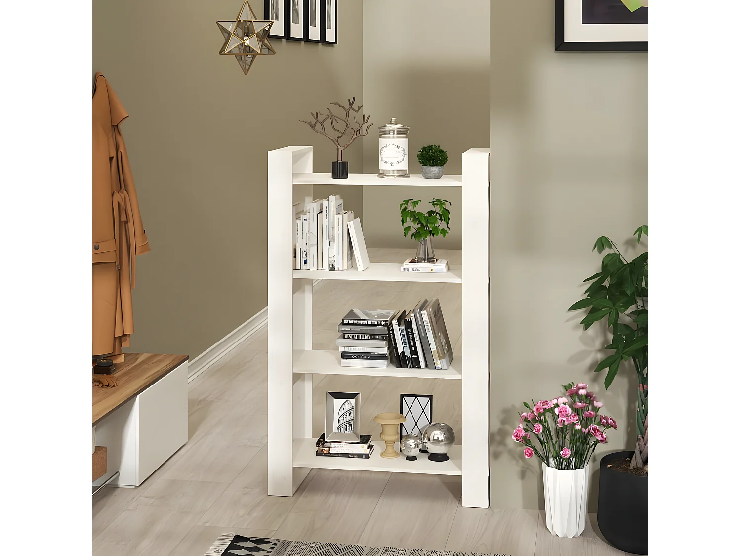 Bibliothèque/Séparateur de pièce Blanc 80x35x125 cm Pin solide